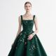 Emerald Green Embroidered Floral Sequin Ball Gown - Elegant Formal Evening Dress