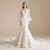 Elegant Lace Long Sleeve V - Neck Mermaid Wedding Dress with Floral Embroidery